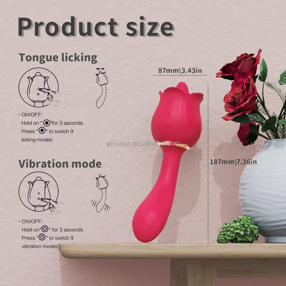 Red Rose Vibrator Massage Clitoral Licking Tongue Vibrator