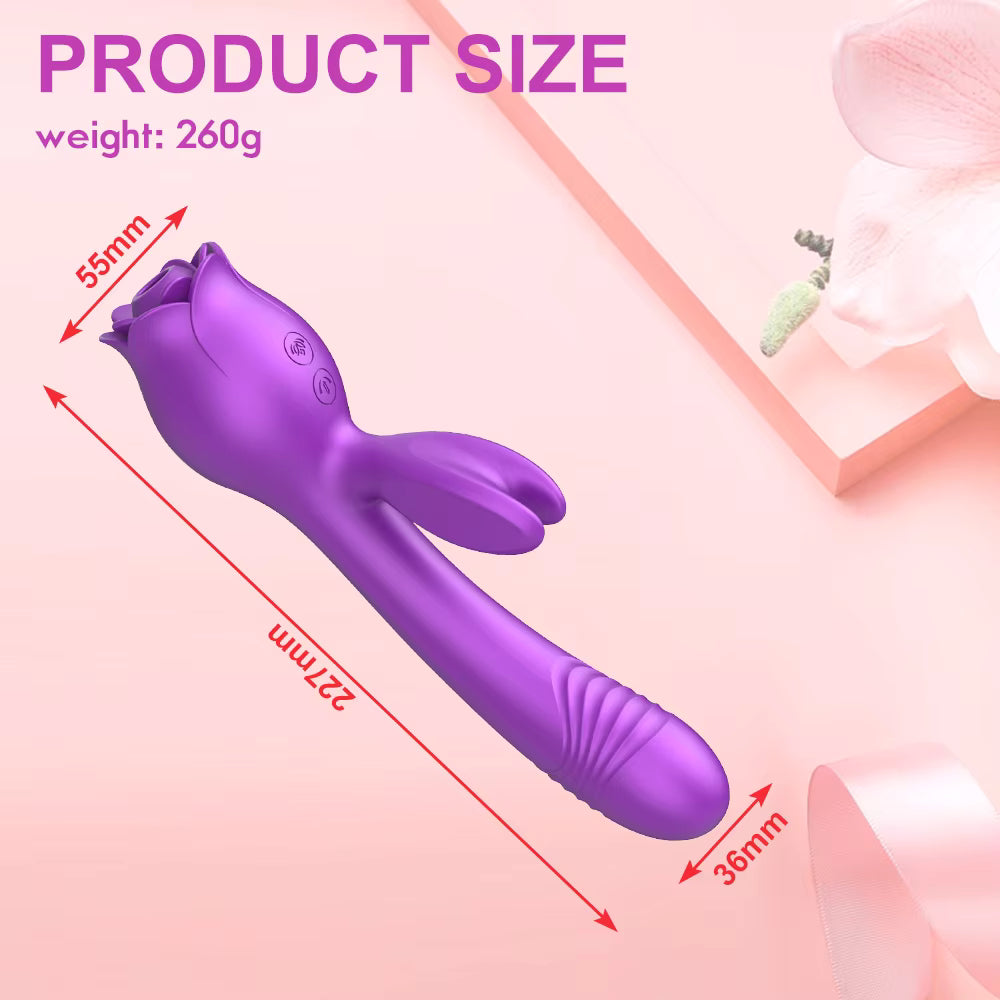 G-Spot Vaginal Clit Stimulator Rose Wand Rabbit Vibrator Women Sex Toys