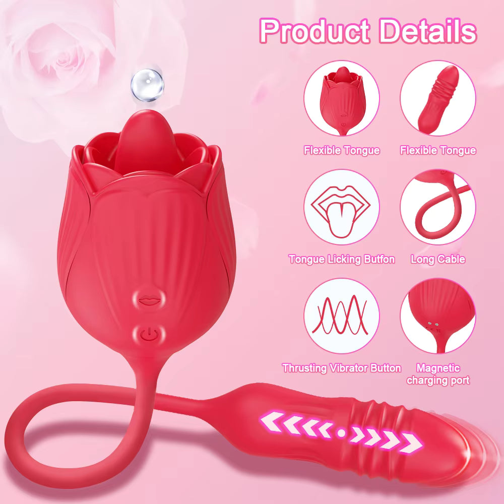 2 in 1 Rosa Vibrator Stimulator Rosa Vibrator for Women