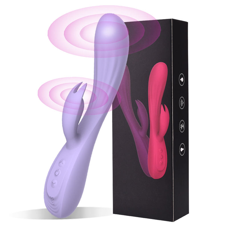 Full Cover Rubber Dual Motor Rabbit Vibrator Female Flirting Stimulation Masturbator