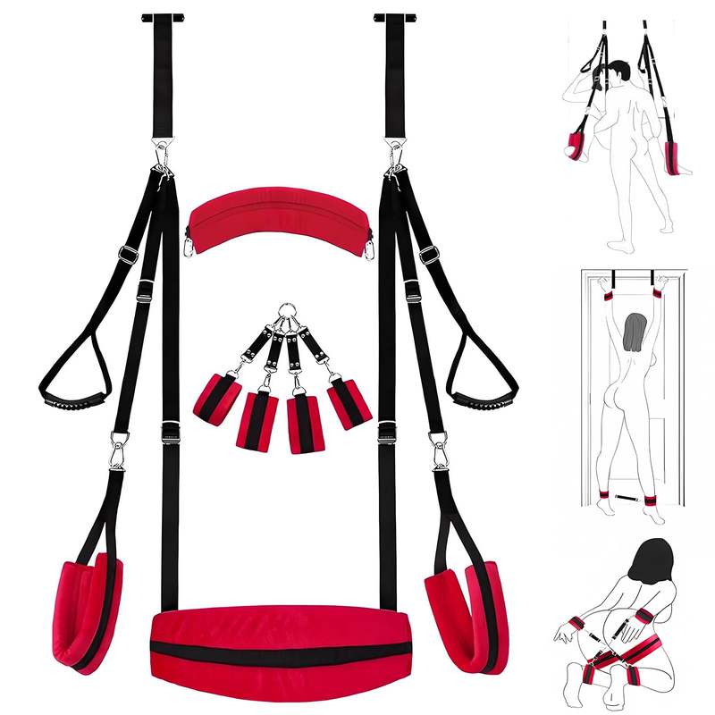 SM Door Swing Sex Restraint Adjustable Sex Sling Neck Strap Handcuffs Bondage Swing