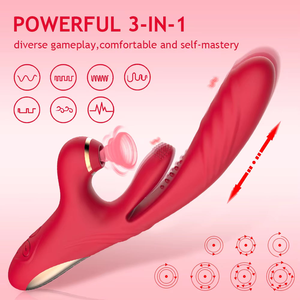 Adult Products 3 in 1 G-spot Telescopic Vibration Tapping Sucking Vibrators