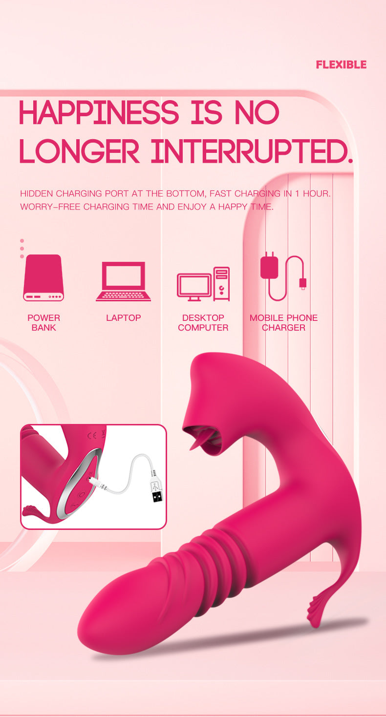 Licking &Thrusting Strap-on Dildo Vibrator