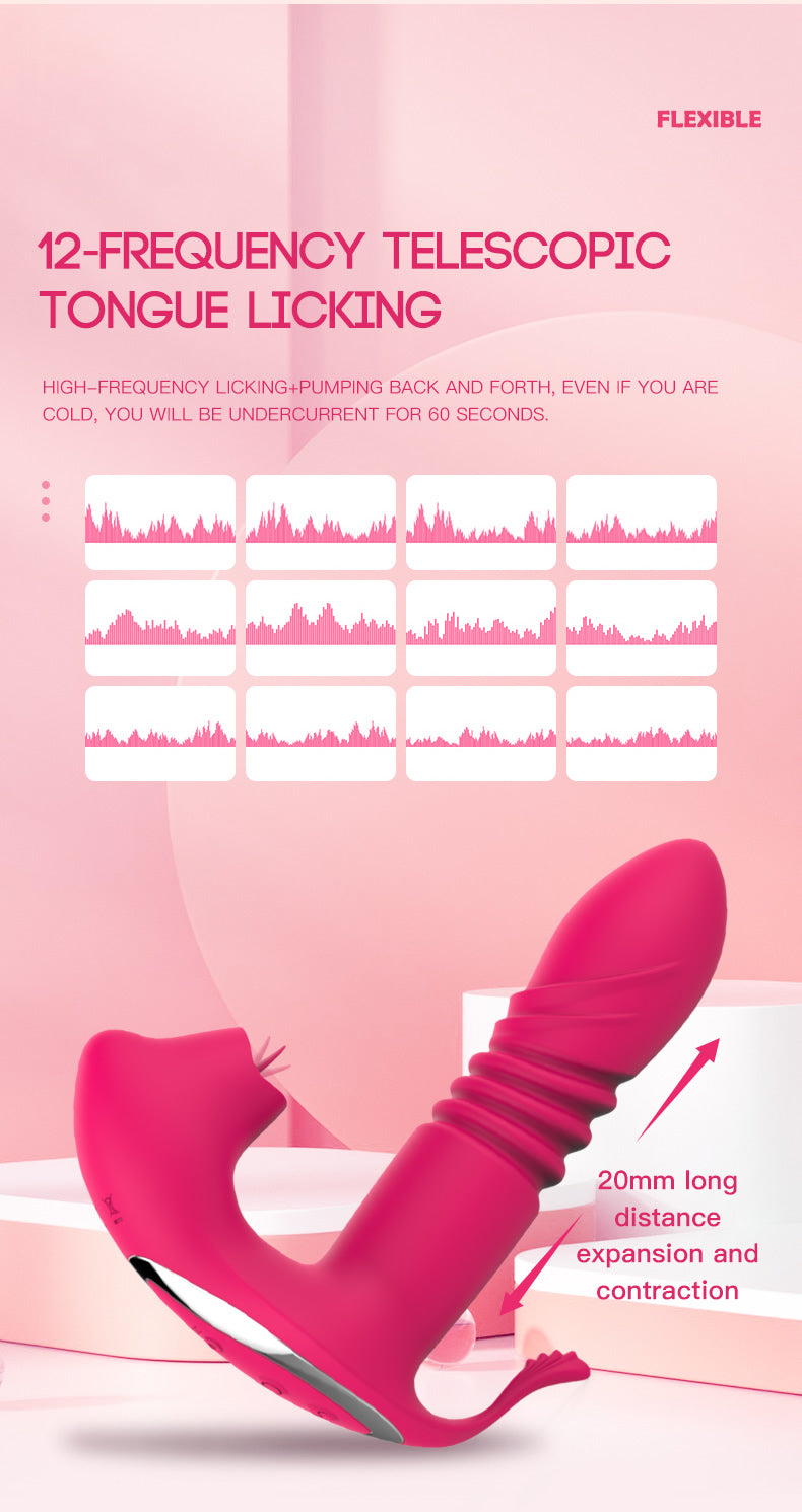 Licking &Thrusting Strap-on Dildo Vibrator