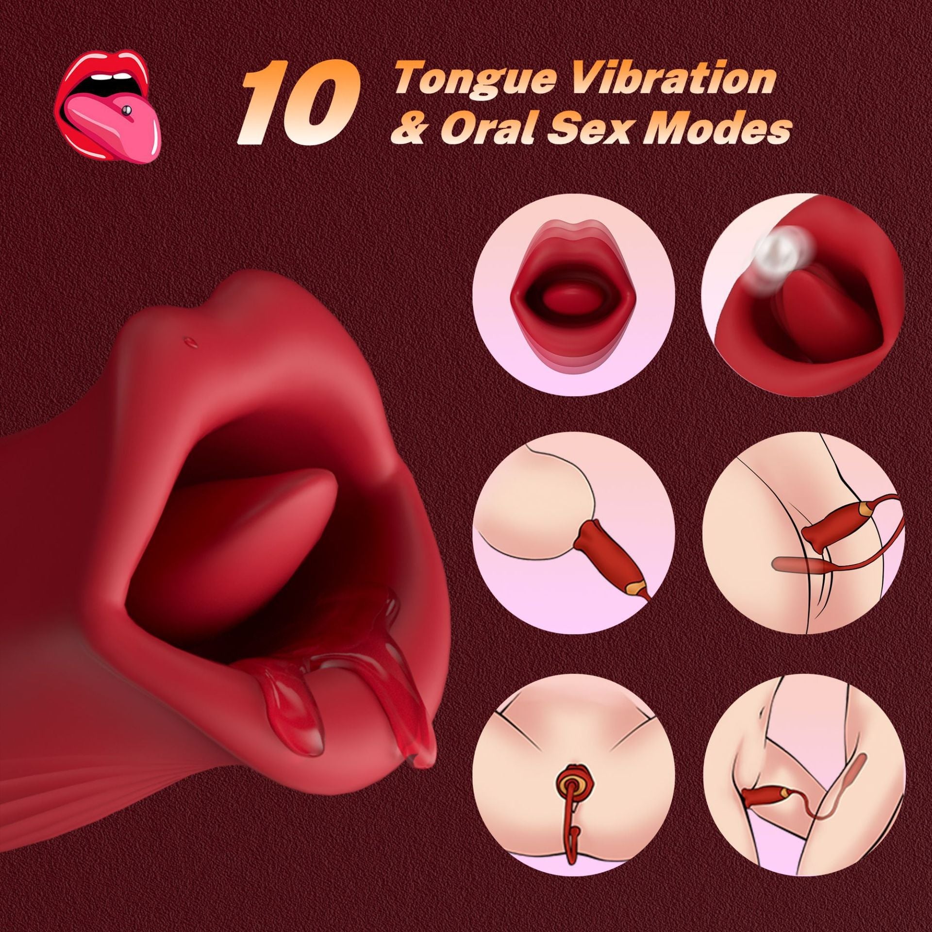 2 in 1 Female Masturbation Mouth Tongue Licking Vibrator - Lovetoys wholesales shop