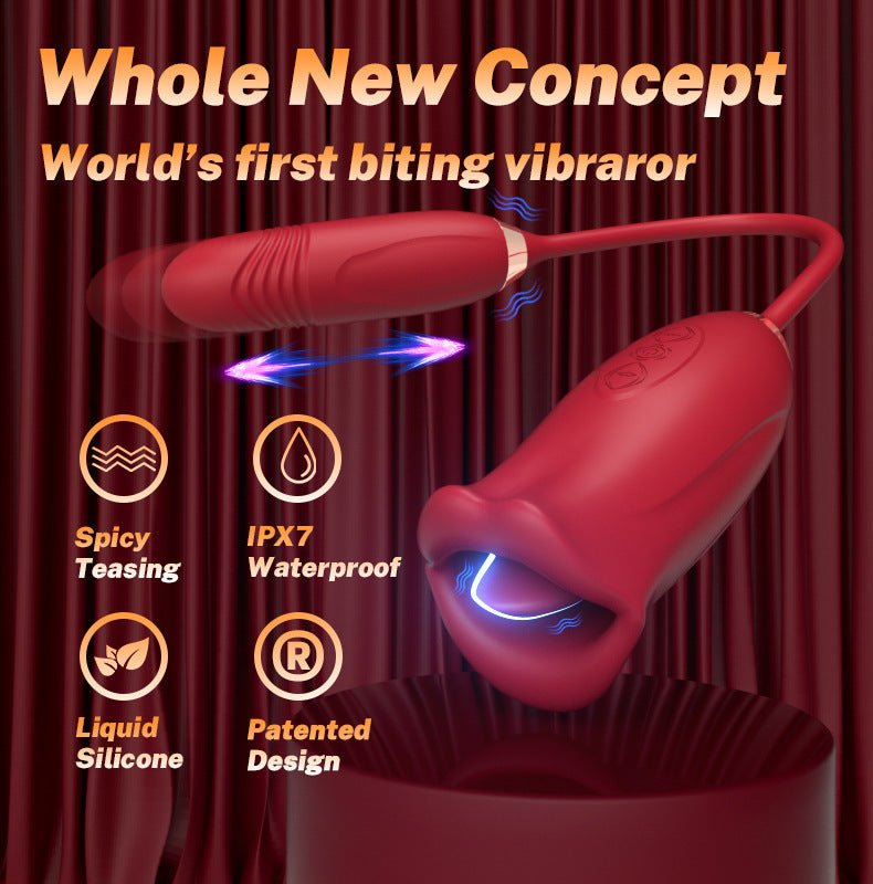 2 in 1 Female Masturbation Mouth Tongue Licking Vibrator - Lovetoys wholesales shop
