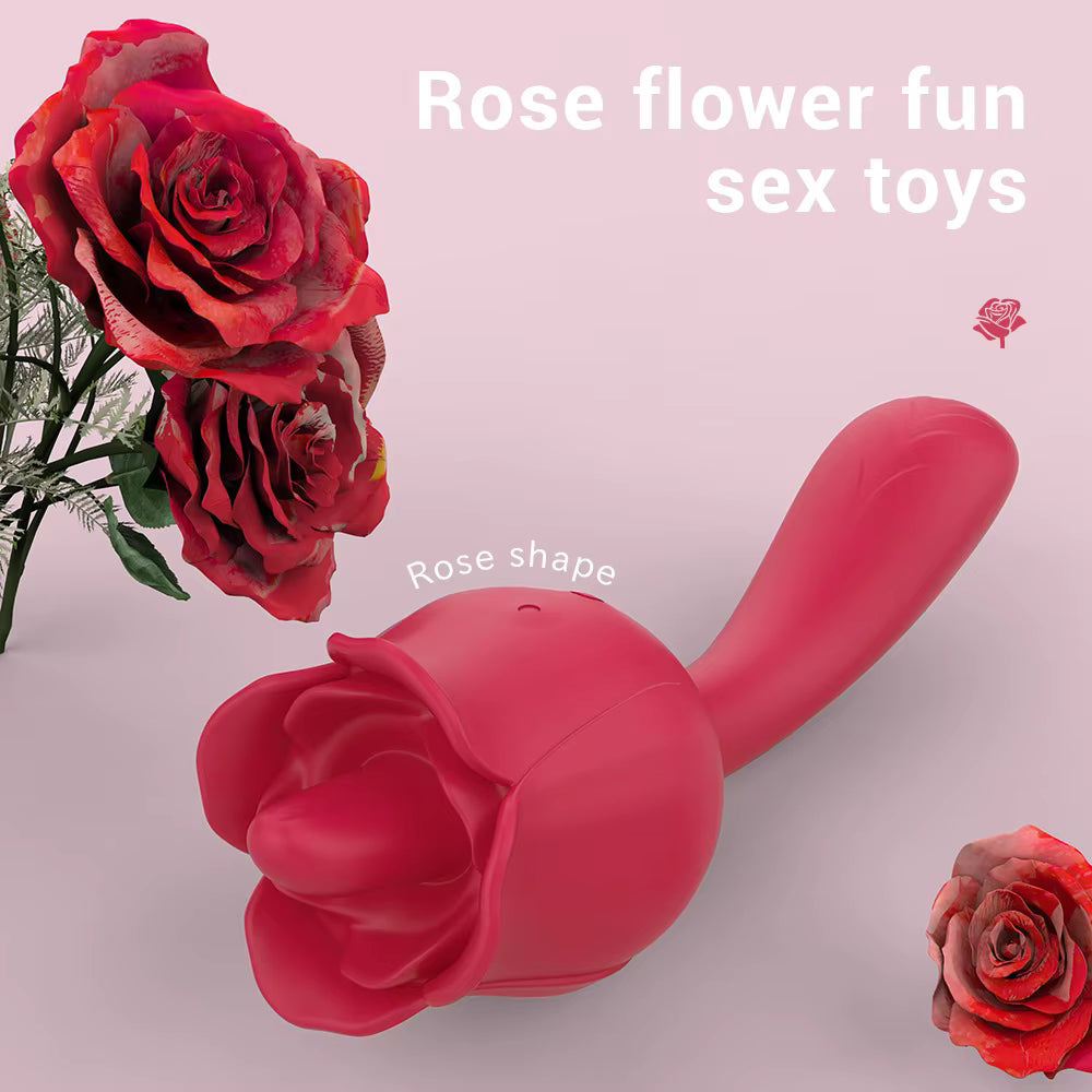 Red Rose Vibrator Massage Clitoral Licking Tongue Vibrator