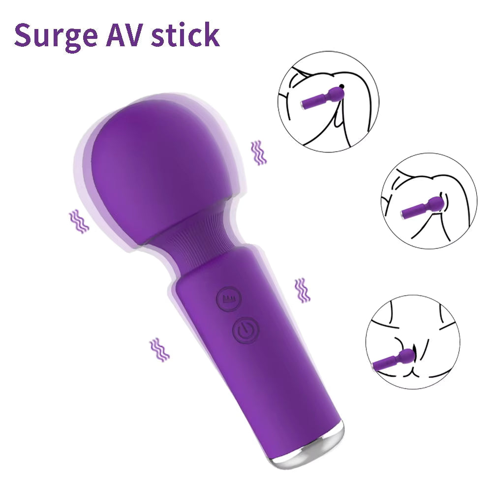 USB Magnetic Charging Super Vibration Stick Mini AV Wand Vibrator Female Sex Toys Masturbation Massage Stick