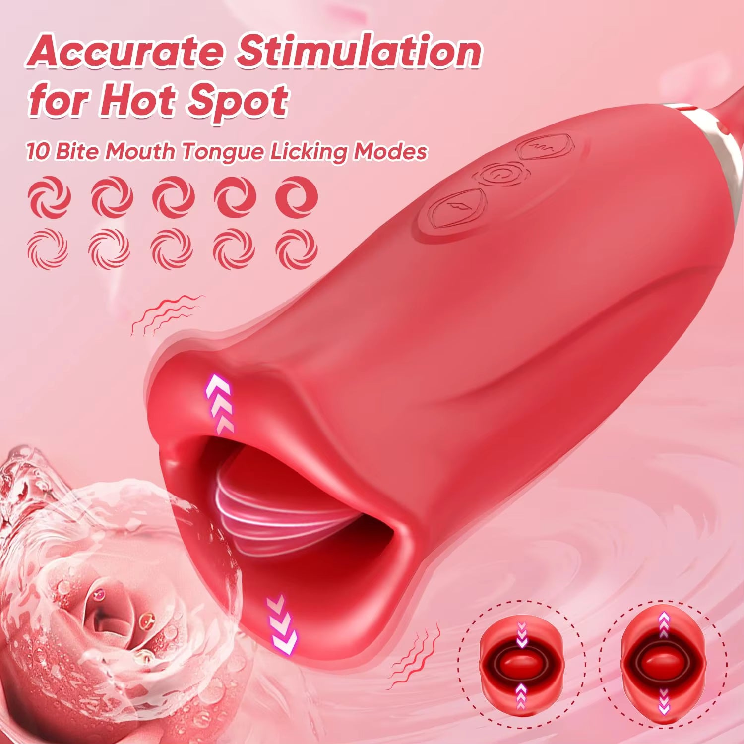 Tongue Licker Adult Toys Mouth Lips Vibrator Swinging Modes Nipples Stimulation