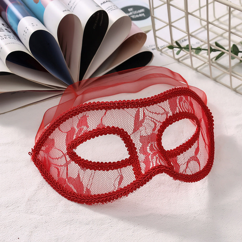 Simple Hollow Lace Half Face Solid Color Stereotyped Sexy Halloween Mask