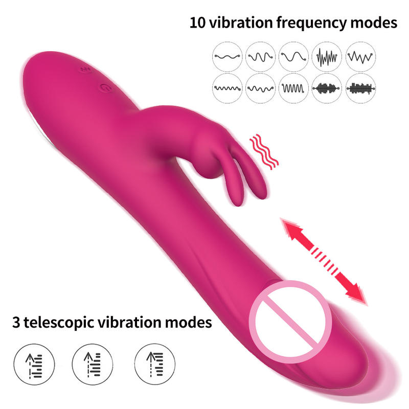Rechargeable Double G-spot Rabbit Vibrating Vibrator Female Sex Toys