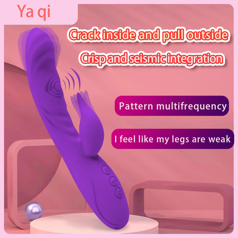 Female 3 in 1 Rabbit Silicone Vibrator Double Tap G-pot Vibrator