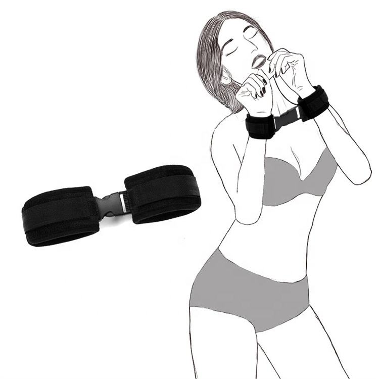 BDSM Sexy Handcuffs for Sex Play Soft and Blindfolds Collar Woman Neck to Wrist