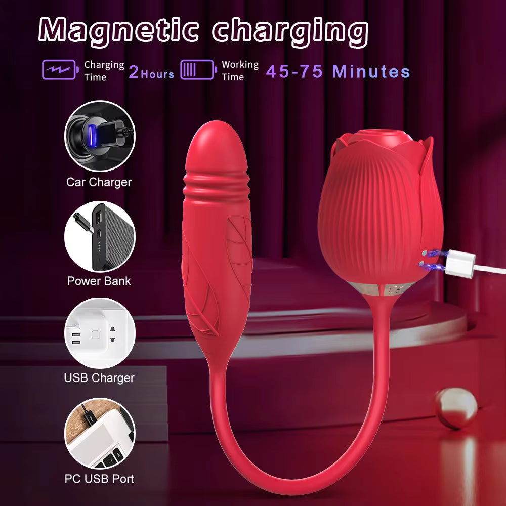 Waterproof Silicone Clitoral Sucking Vibrator Rose Sex Toys for Woman