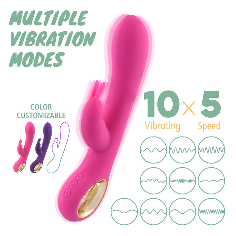 Heated Rabbit Double Headed Vibrator Women Masturbation Sex Toys