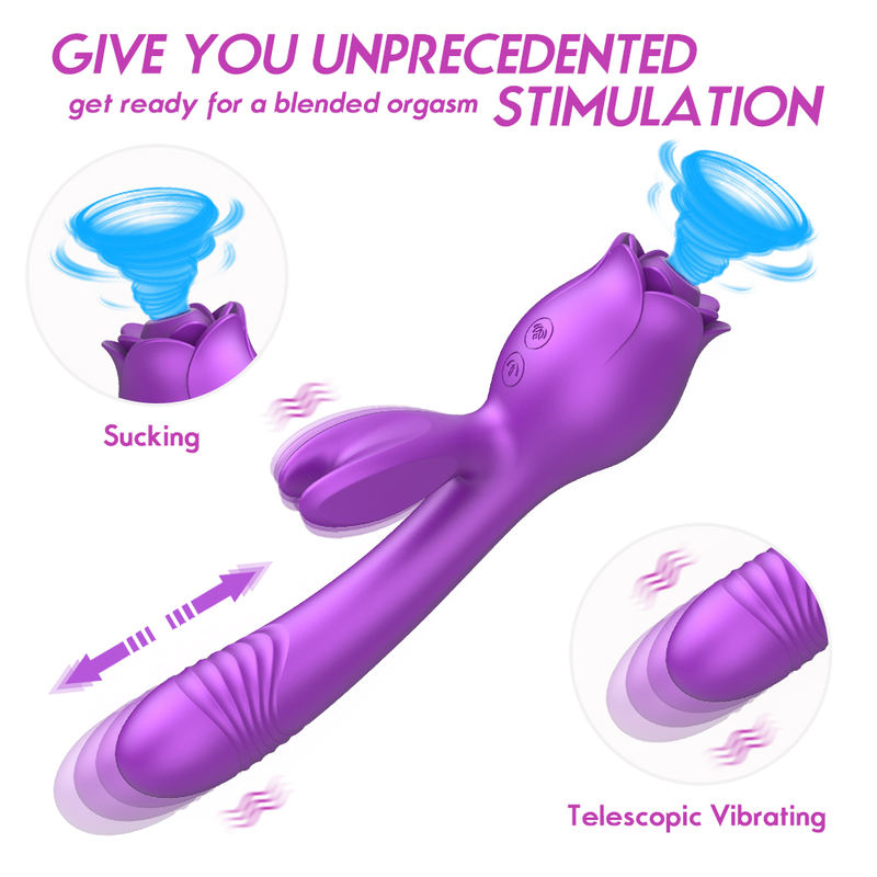 G-Spot Vaginal Clit Stimulator Rose Wand Rabbit Vibrator Women Sex Toys