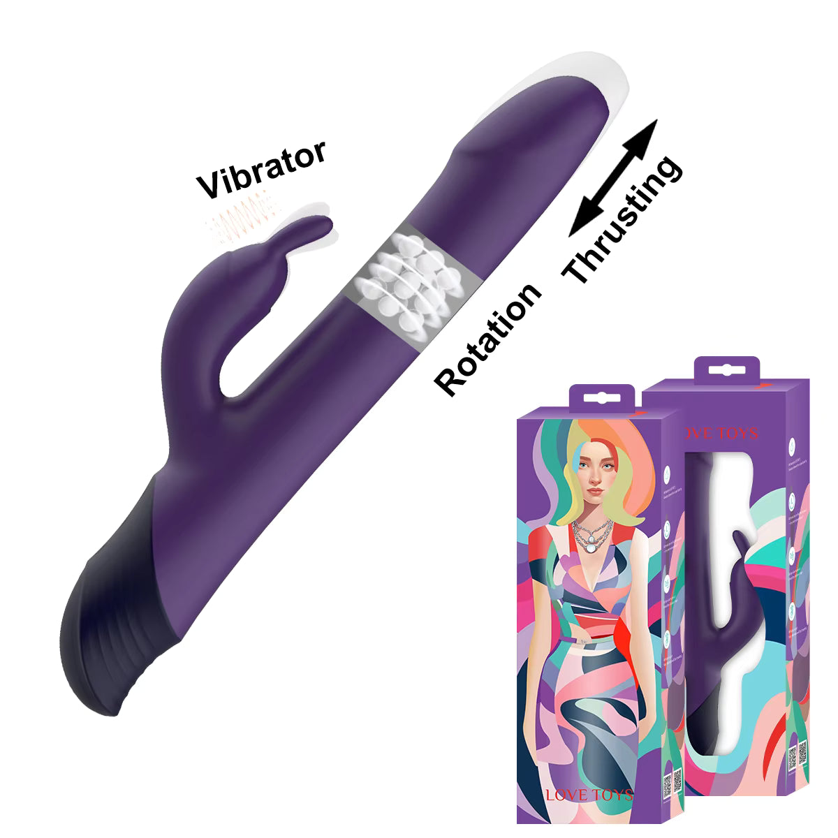 3-in-1 Woman Vibrator G Spot Stimulator Adult Thrusting Rabbit Vibrators