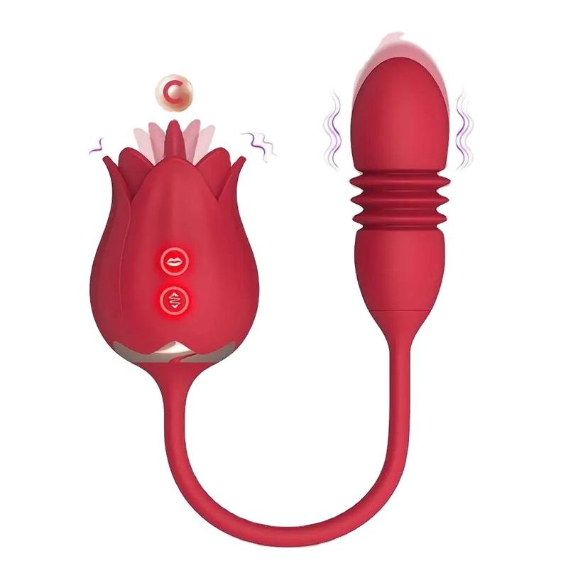 3 in 1 Tongue Licking Rose Sucking Toy Vibrator for Woman - Lovetoys wholesales shop
