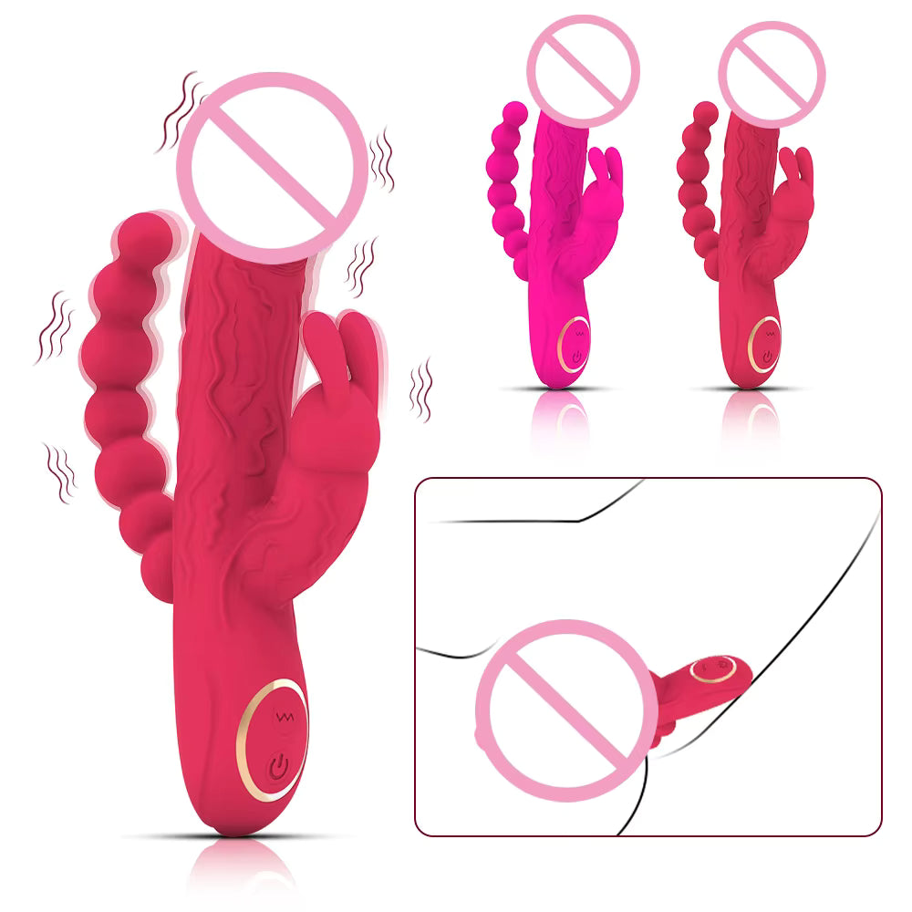 10 Frequency Vibration Mode Anal Bead Massager G-spot Simulation Penis Rabbit Vibrator