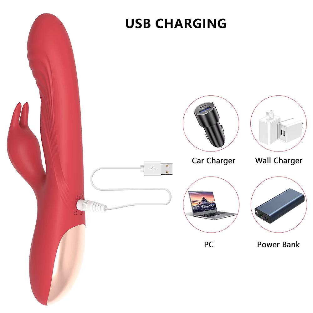 Heating Function 10 Different Vibration Dual Motor Rabbit Vibrator
