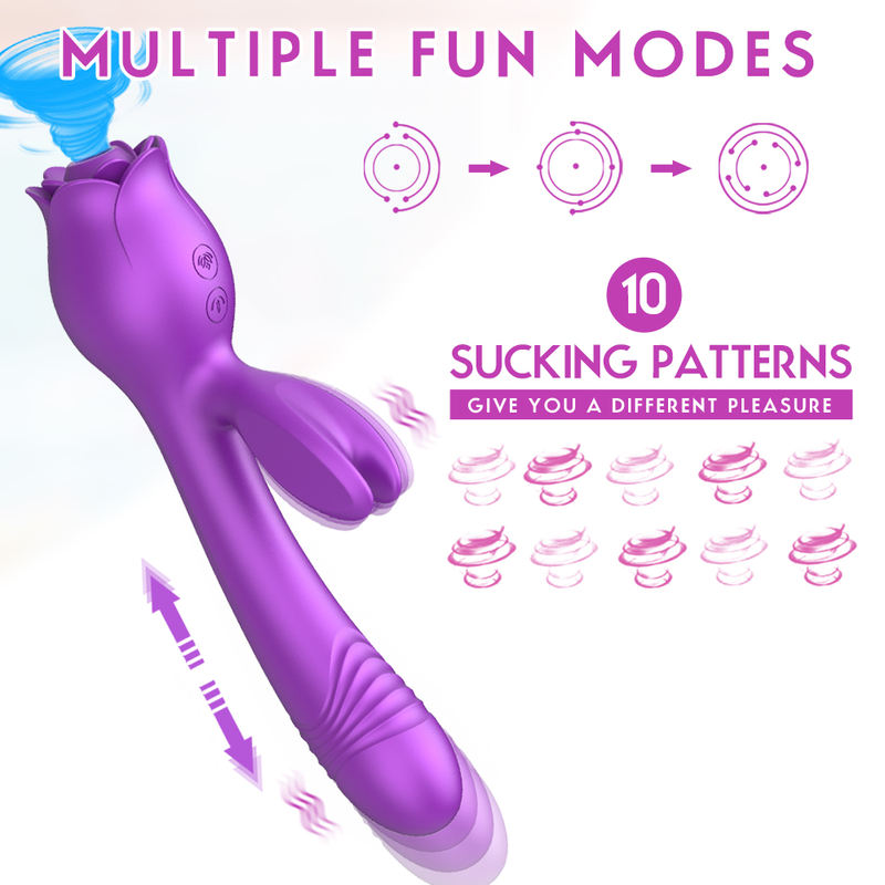 G-Spot Vaginal Clit Stimulator Rose Wand Rabbit Vibrator Women Sex Toys