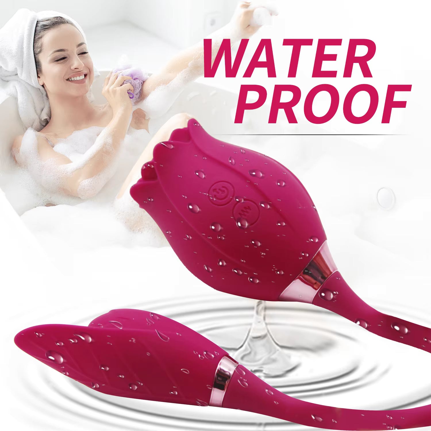 Double Head Use Rose Flower Shape Clitoral Sucking Vibrator Sex Toys