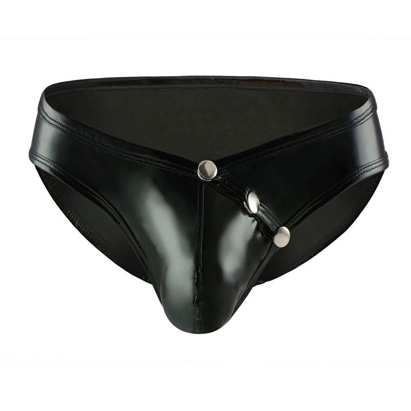Hot Low Waist Patent Leather Easy Opened Male Panty