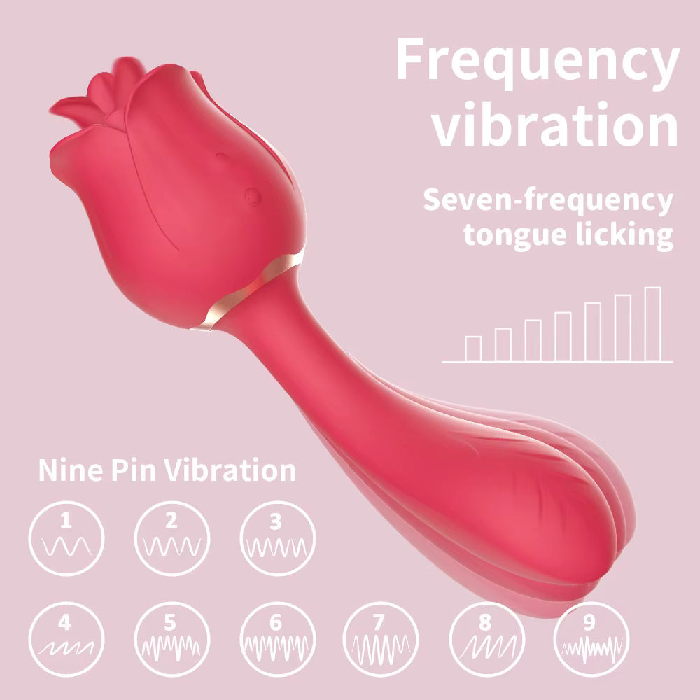 Red Rose Vibrator Massage Clitoral Licking Tongue Vibrator
