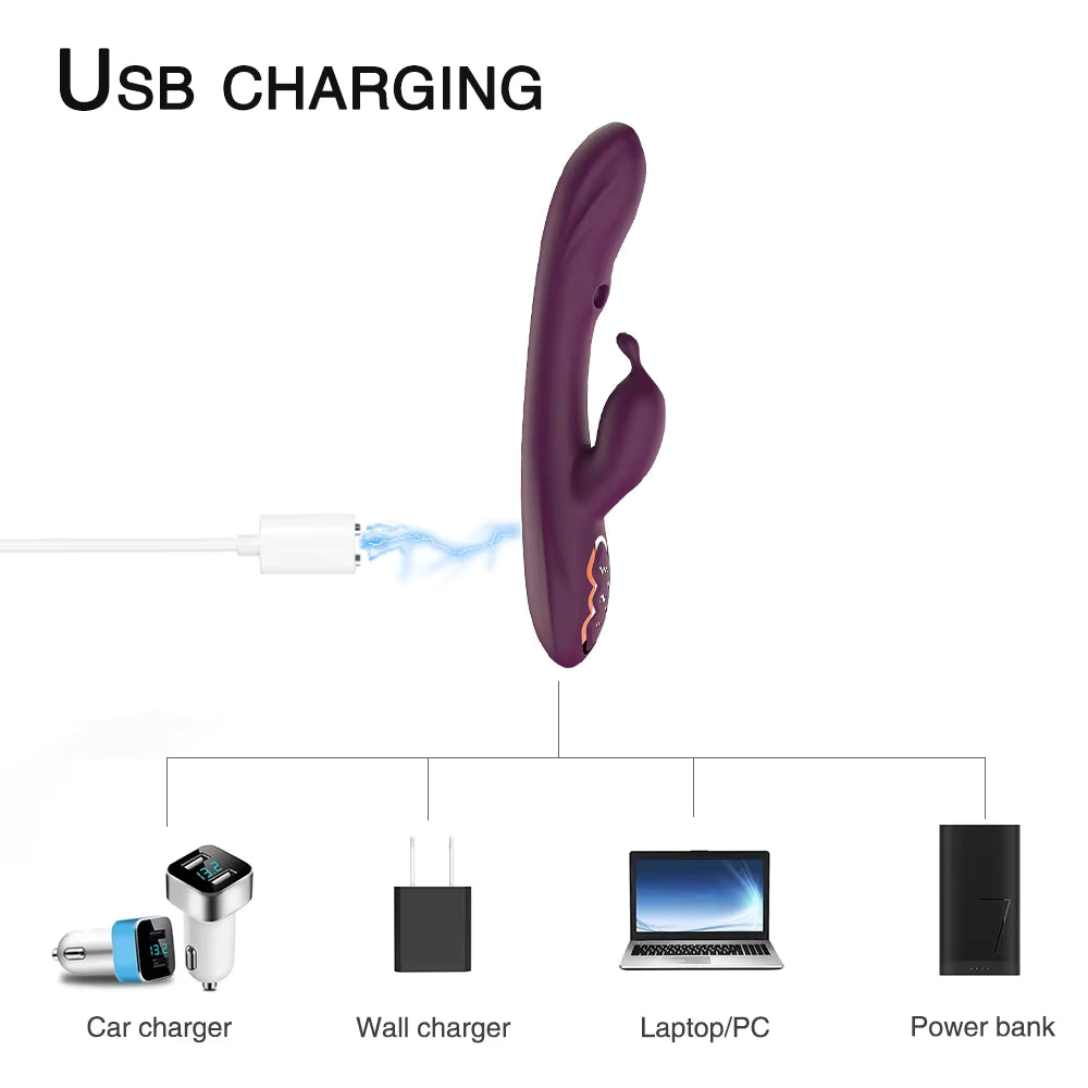 Women Handheld Sex Toy 7 Speeds Mode G-spot Realistic Rabbit Vibrator