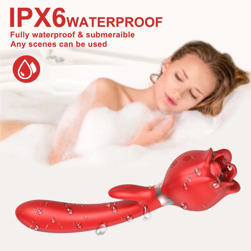 Adult Women Red Rose Shaped Sex Toy Pink Flower Vibrator
