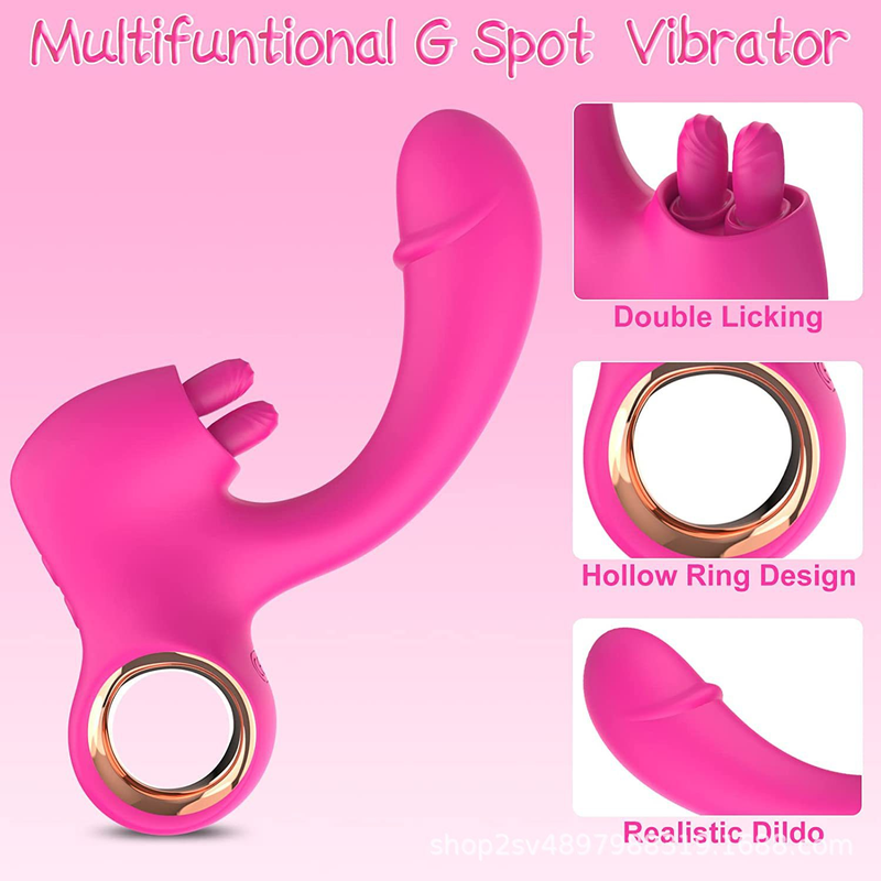10 Licking and Vibrating Patterns Dildo Double Tongue Clitoral Vibrator