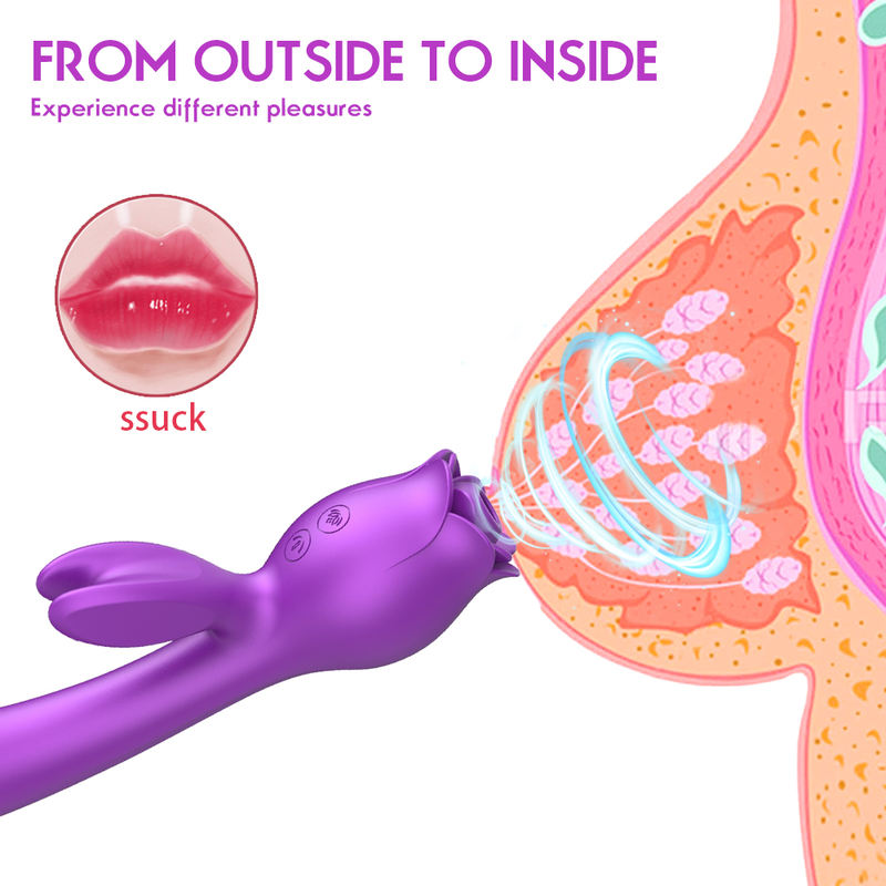 G-Spot Vaginal Clit Stimulator Rose Wand Rabbit Vibrator Women Sex Toys