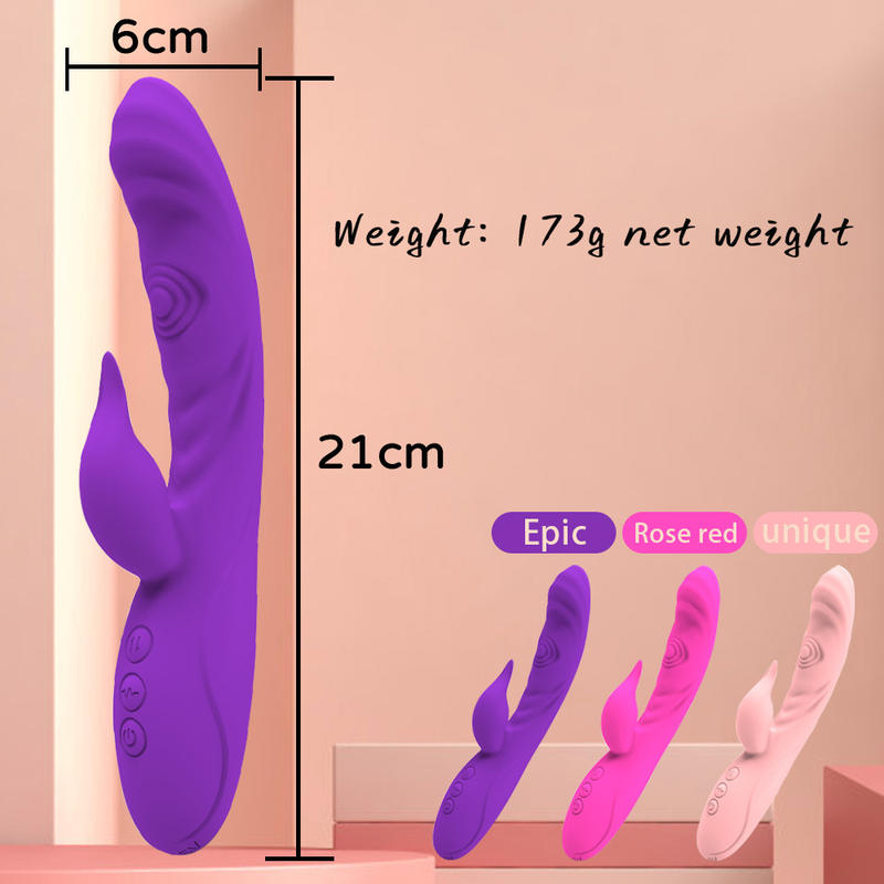Female 3 in 1 Rabbit Silicone Vibrator Double Tap G-pot Vibrator