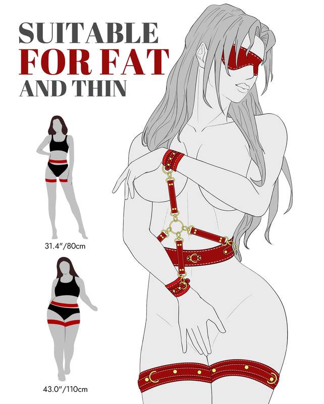 Adjustable Handcuffs Ankle Cuff Thigh Cuffs Blindfold Cross Waist Strap Sex Bondage BDSM Kit