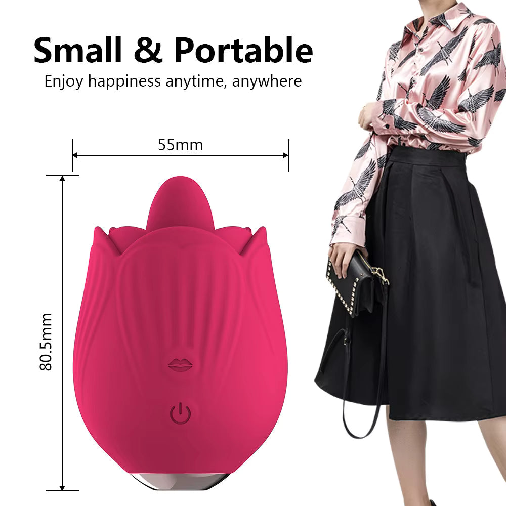 Womens Massage Clitoral Double Tongue Rose Vibrator