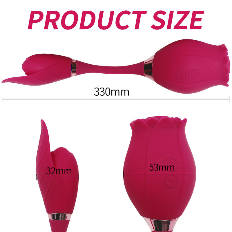 Double Head Use Rose Flower Shape Clitoral Sucking Vibrator Sex Toys