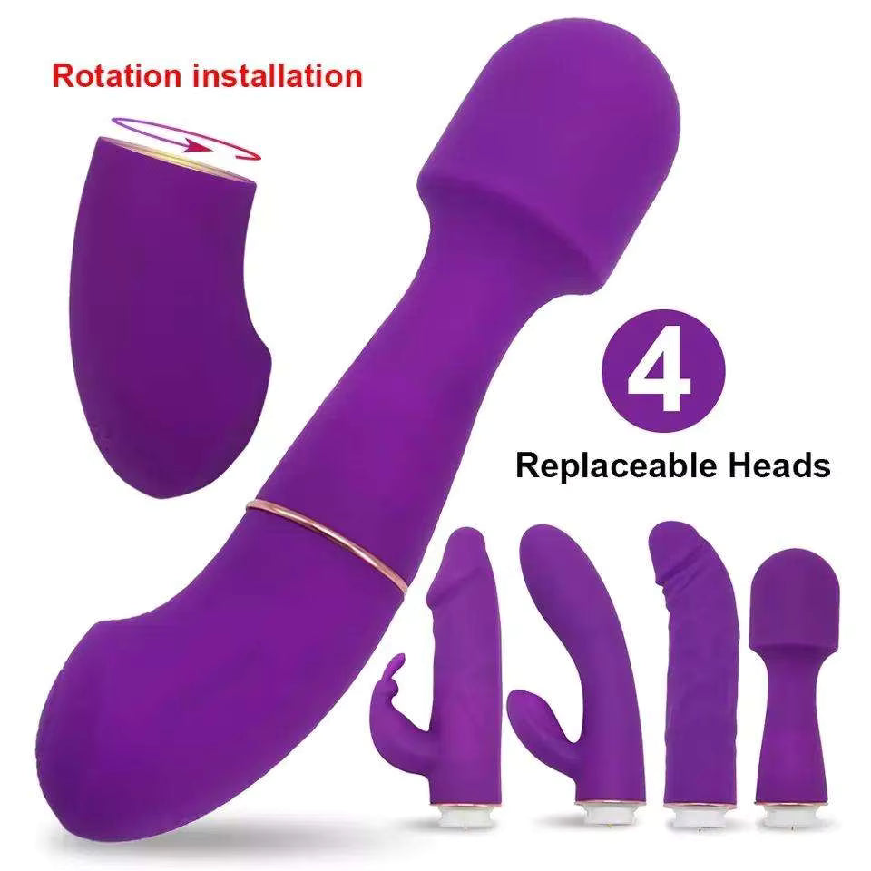 4 in 1 Couple Gift Rabbit Clitoral Wand Vibrator Dildo Nipple Adult Sex Toys