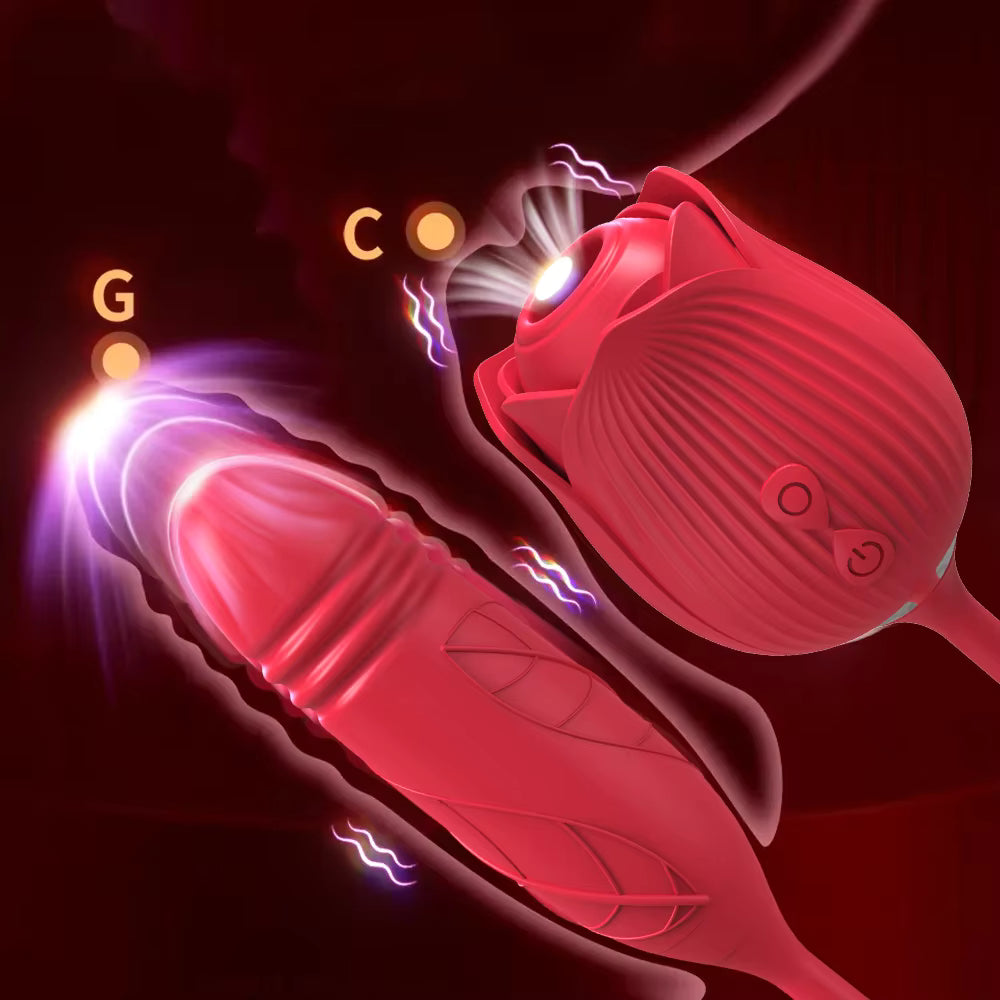 Waterproof Silicone Clitoral Sucking Vibrator Rose Sex Toys for Woman