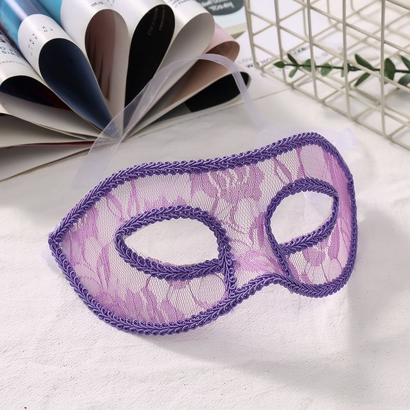 Simple Hollow Lace Half Face Solid Color Stereotyped Sexy Halloween Mask