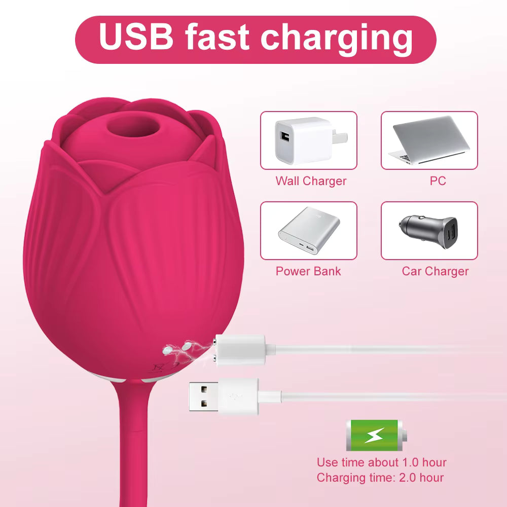 New Rose Retractable Sucking Vibrating Egg Jumping Female Masturbation Sex Toys