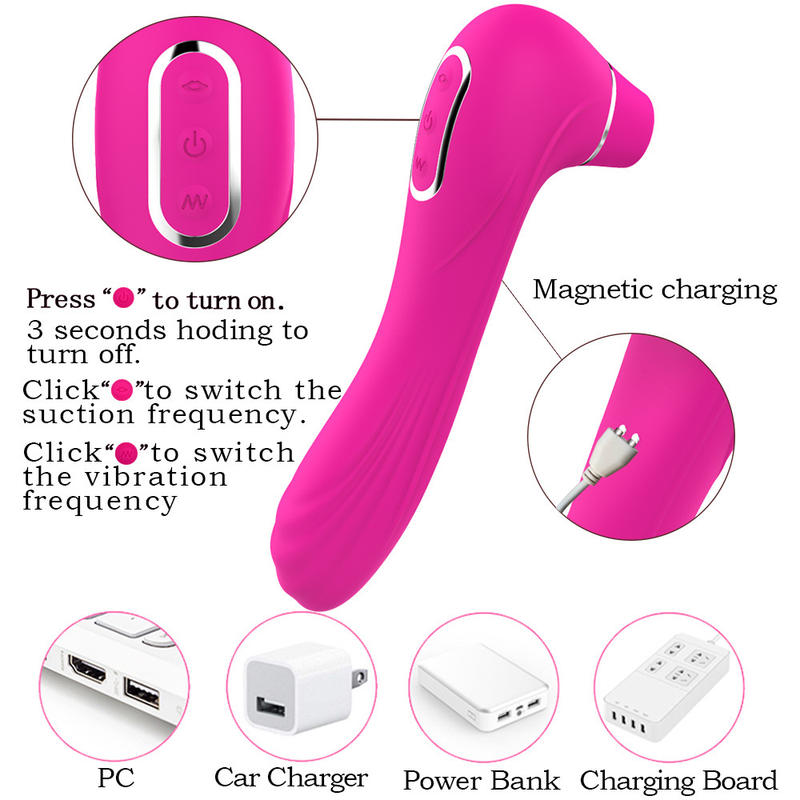 USB Rechargeable Female Sucking Plug-In Vibrator Sex Toys