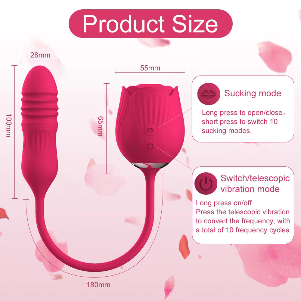 New Rose Retractable Sucking Vibrating Egg Jumping Female Masturbation Sex Toys