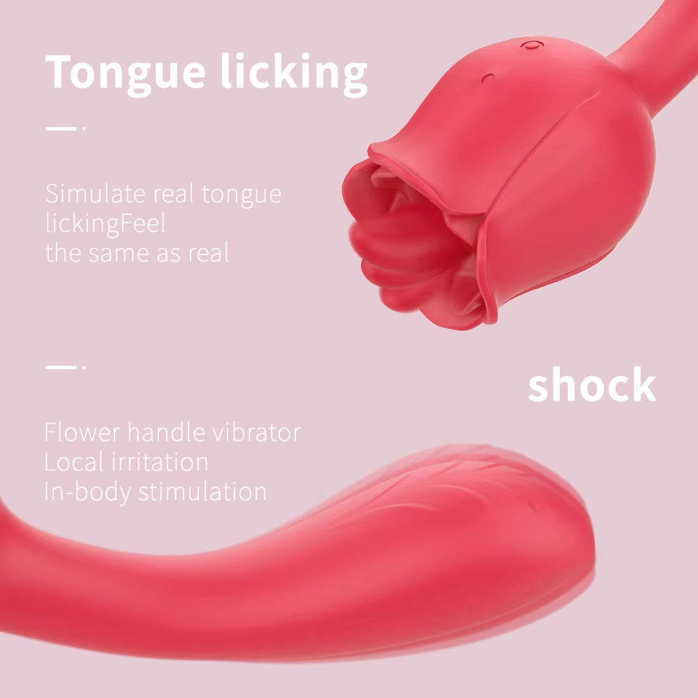 Red Rose Vibrator Massage Clitoral Licking Tongue Vibrator