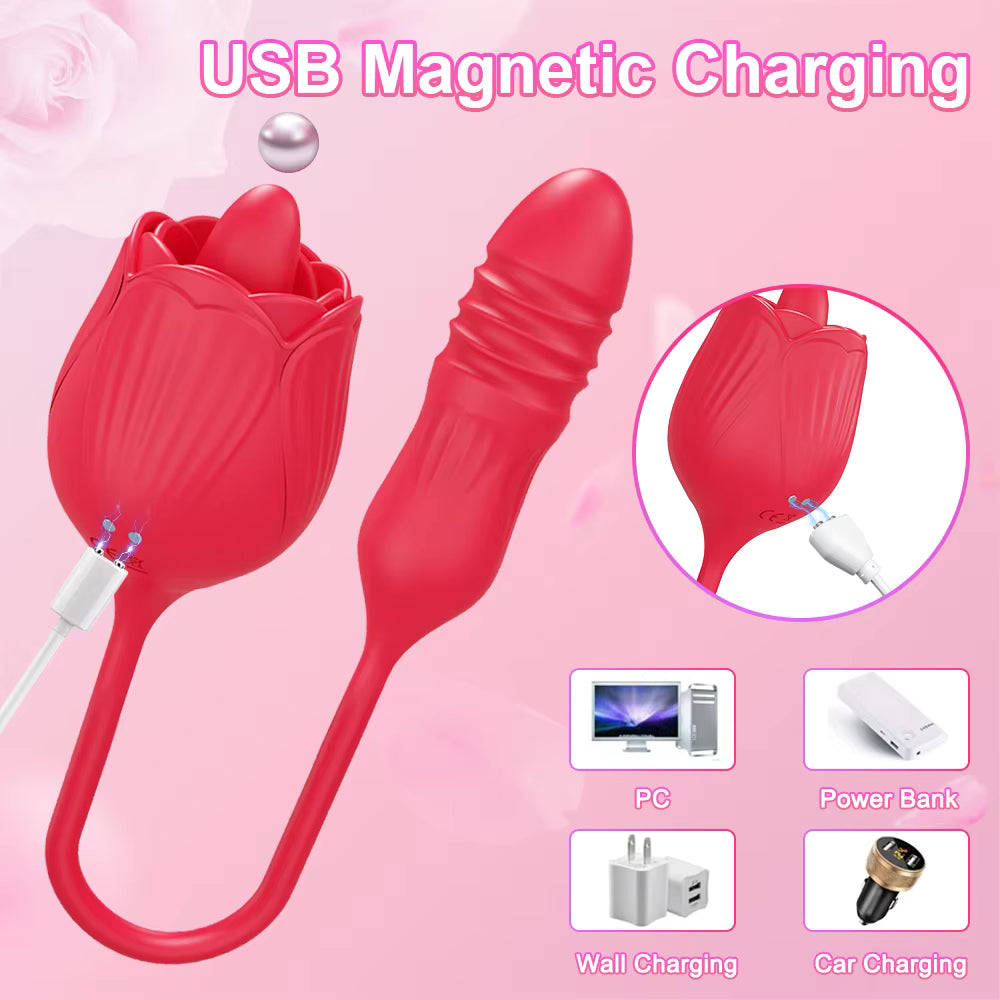 2 in 1 Rosa Vibrator Stimulator Rosa Vibrator for Women