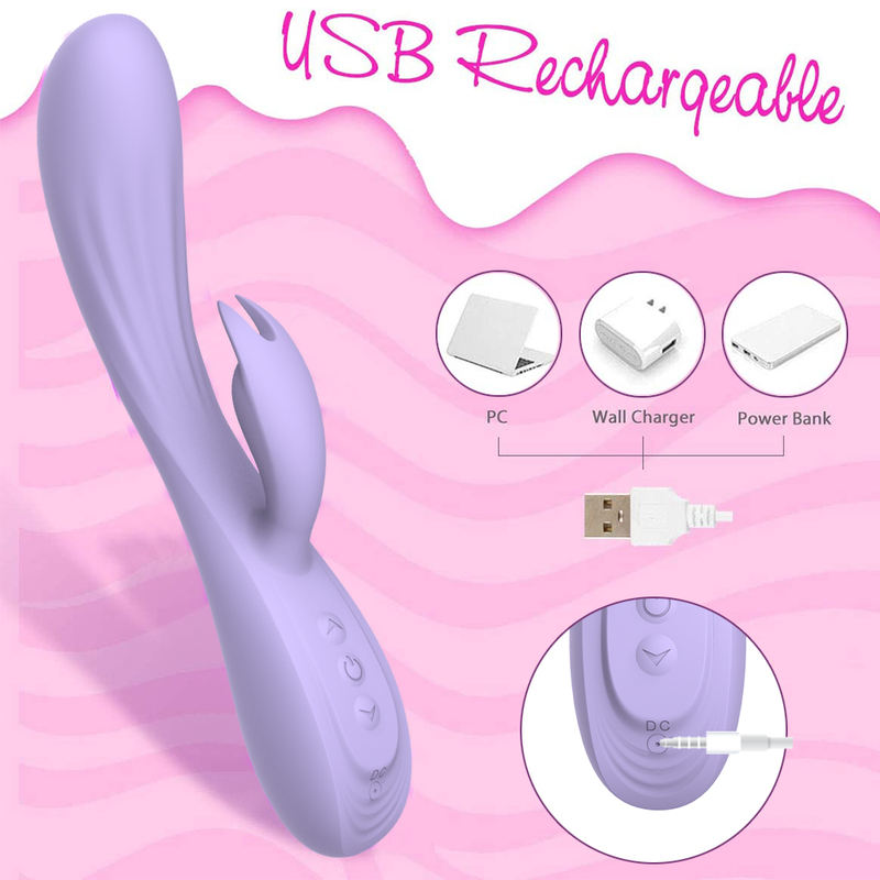 Full Cover Rubber Dual Motor Rabbit Vibrator Female Flirting Stimulation Masturbator