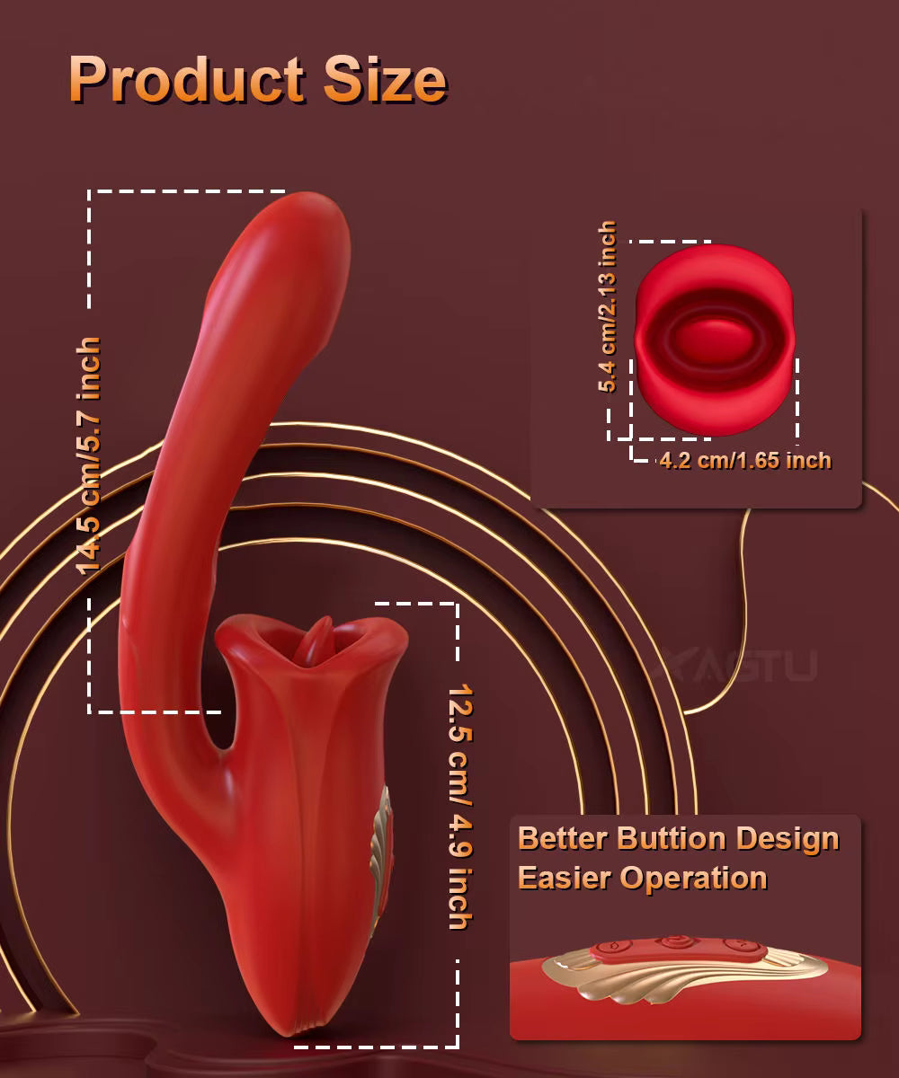 3 In 1 Female Mouth Clitoral G-spot Stimulus Vibrator