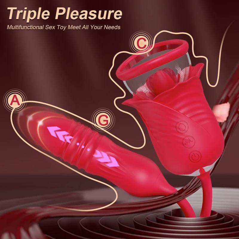 Female Masturbation Vibrator Telescopic Masturbator Tongue Licking Erotic Toys