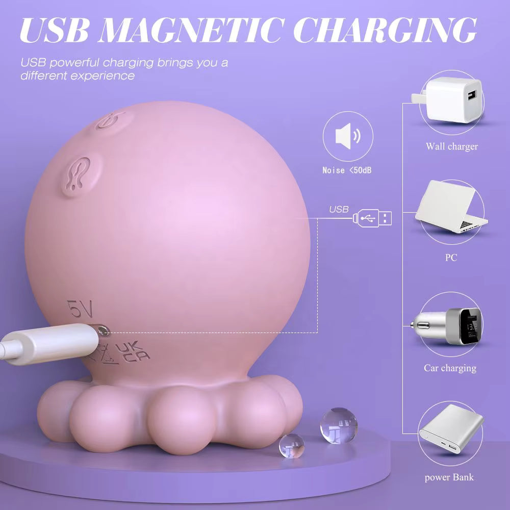 Nipple Clitoris Massager Stimulator Tongue Licking Sucker Mini Octopus Vibrator