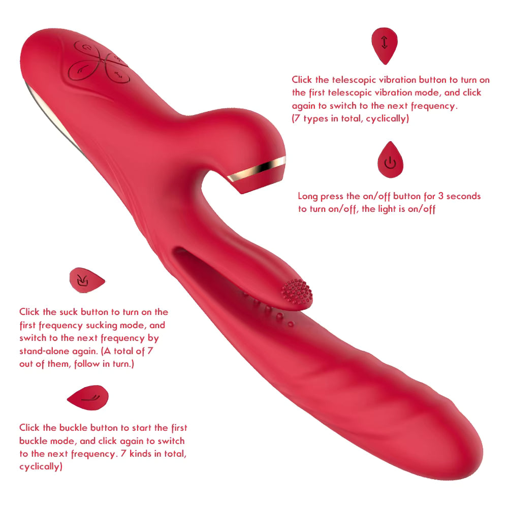 Adult Products 3 in 1 G-spot Telescopic Vibration Tapping Sucking Vibrators