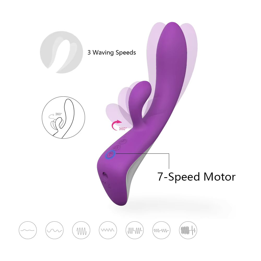 Women Sex Toys G-Spot Vibrator Triple Motors Heated Girls Moving Rabbit Vibrator